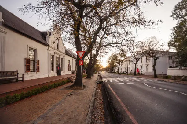 Dorp Street scene in afternoon light, Stellenbosch