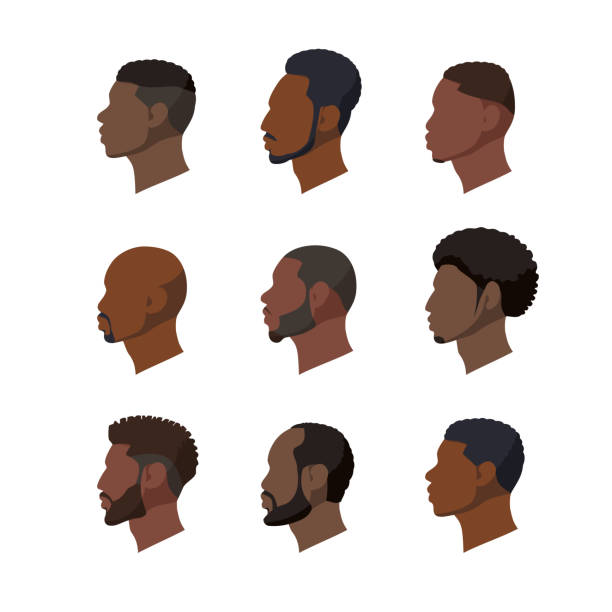 Vector portraits of men in a flat style vector art illustration