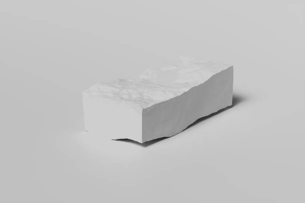 mock up of stone or stone rock on a white background in the studio - carved rock imagens e fotografias de stock