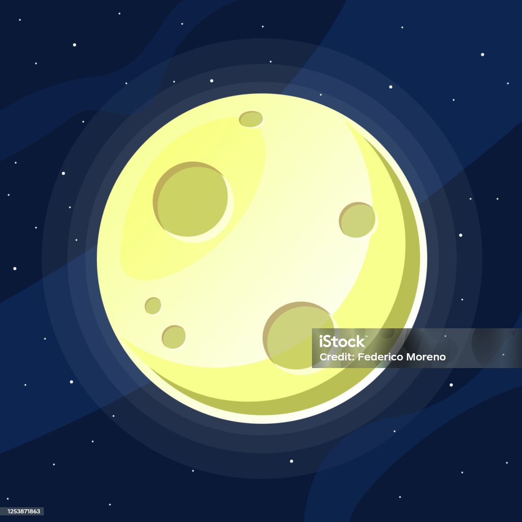 Trăng Tròn Màu Vàng Phong Cách Hoạt Hình Hình minh họa Sẵn có ...
