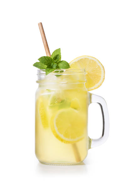 lemonade in jar with ice and mint lemonade in jar with ice and mint.  with clipping path. lemonade stock pictures, royalty-free photos & images