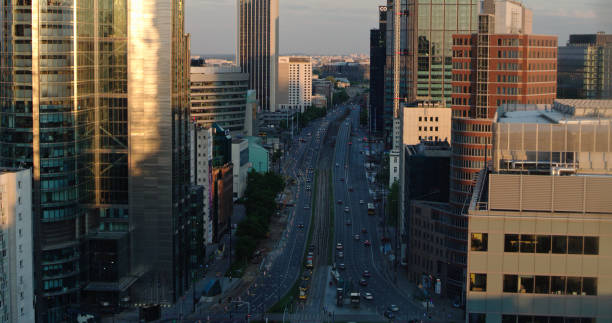 istock City center seen from skyscraper. Big roundabout 1253878555