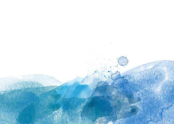 istock Watercolor border isolated on white, light blue colors artistic background 1253880099