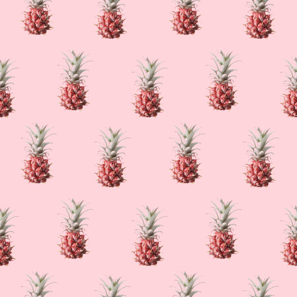 istock Pineapples on pink background. Element of seamless pattern Photo print 1253880278