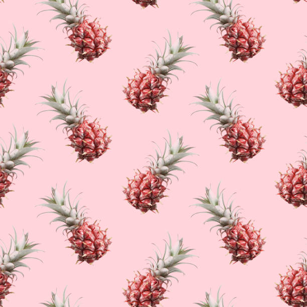 istock Pineapples on pink background. Element of seamless pattern Photo print 1253880314