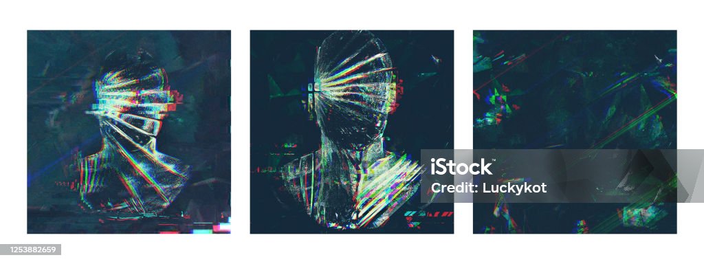 Conceptual Ice 3d Character for Social Media. 3d Render Cyberpunk Stock Photo