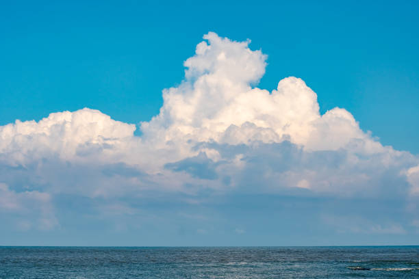 istock Calm Sea, Black Sea and white clouds on a Blue Sky Background 1253882700