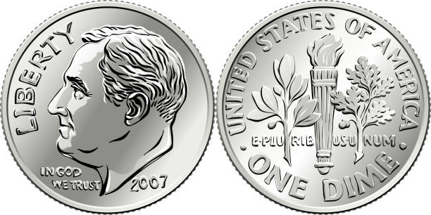moneta bilonu roosevelta w stanach zjednoczonych - moneta usa stock illustrations
