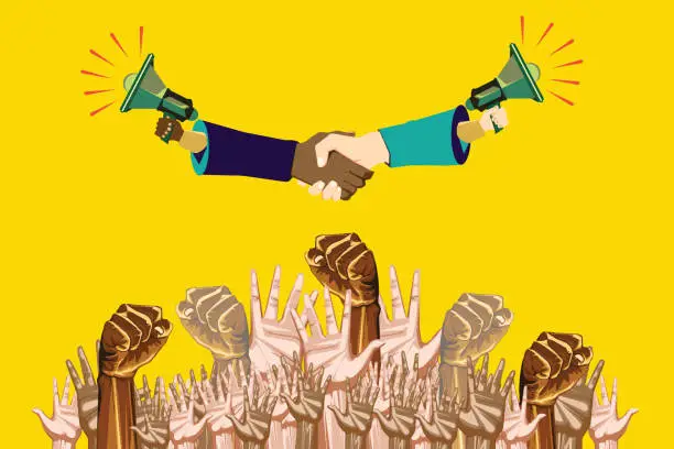 Vector illustration of Raise your hand against racism