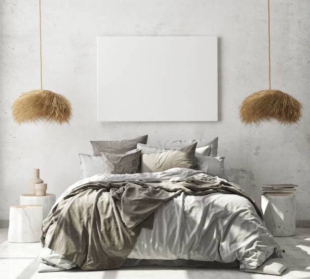 istock mock up poster frame in modern interior background, scandinavian style, 3D render 1253883175
