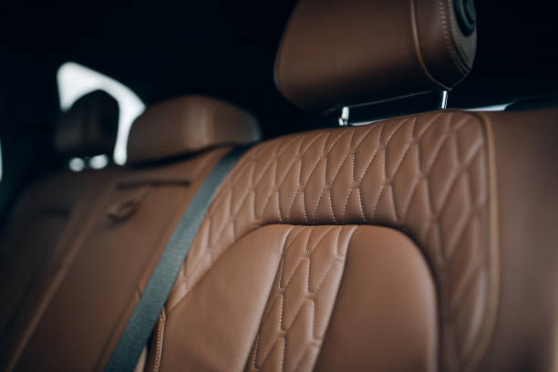 istock Luxury car rear comfort leather seats row 1253884796