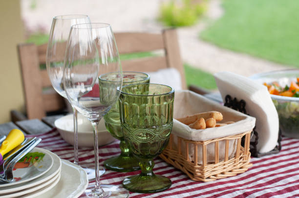 istock Table set for a lovely Summer lunch outside. 1253893471