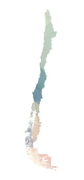 Vector illustration of Polygonal mapp of Chile