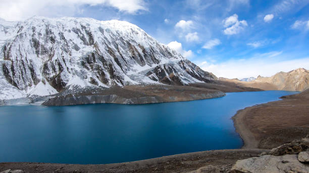 istock Tilicho Lake - A panoramic view on turquoise colored lake in Himalayas 1253895673