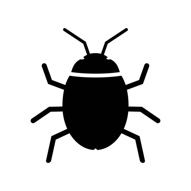 バグアイコン。カブトムシ昆虫のシンボル。コンピュータ ウイルスのロゴ。ベクターの図。 - ナンキンムシ点のイラスト素材／クリップアート素材／マンガ素材／アイコン素材