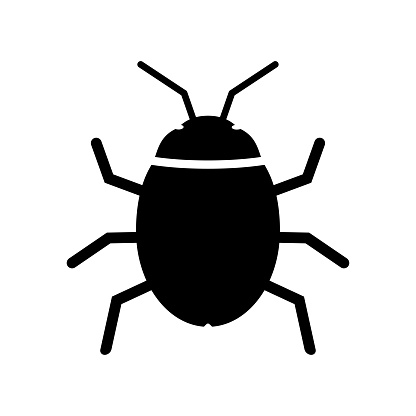 Bug icon. Beetle insect symbol. Computer virus logo. Vector illustration.