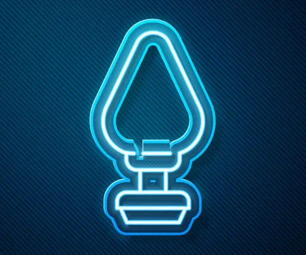 Vector illustration of Glowing neon line Anal plug icon isolated on blue background. Butt plug sign. Fetish accessory. Sex toy for men and woman. Vector Illustration