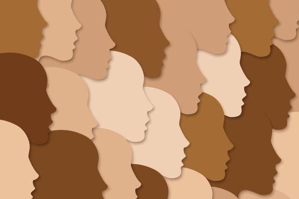 nationales vielfältiges oder rassevielfältiges konzept. menschen drängen sich - hautfarben stock-grafiken, -clipart, -cartoons und -symbole
