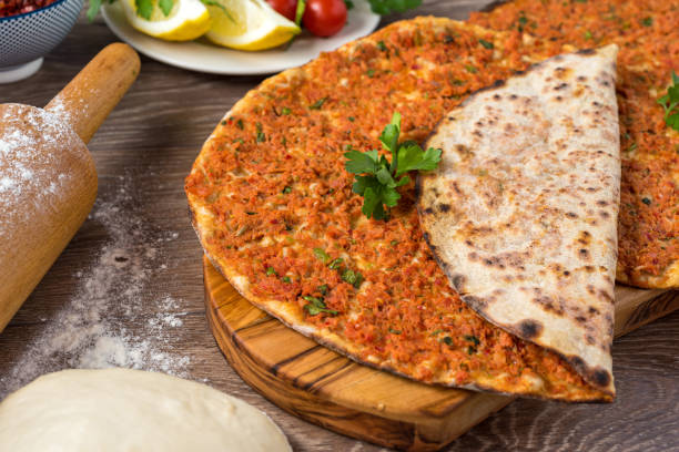 istock Delicious Turkish Pizza Lahmacun. This Lahmacun is tasty and delicious 1253907607