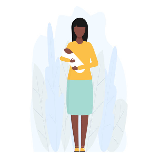 ilustrações de stock, clip art, desenhos animados e ícones de mother with little child vector isolated on white - mulher bebé
