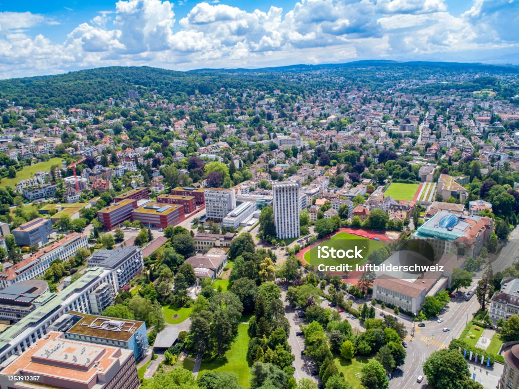 Dronephotography Zurich City Switzerland Aerialphotography Zurich City in Switzerland Aerial View Stock Photo