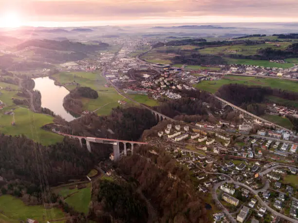 Dronephotography from Saint Gall City in Switzerland
