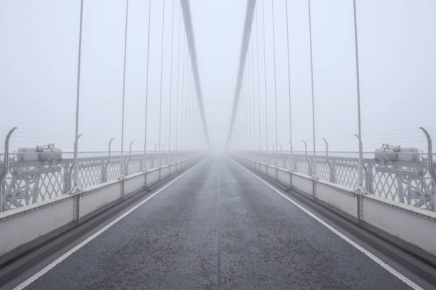 짙은 안개에 브리스톨 영국에서 클리프턴 서스펜션 브리지 - bristol england bridge clifton suspension bridge suspension bridge 뉴스 사진 이미지