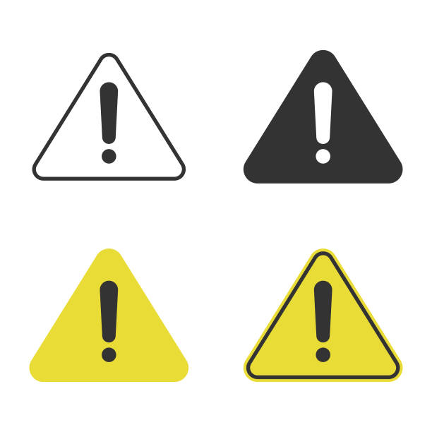 illustrazioni stock, clip art, cartoni animati e icone di tendenza di icona diffia (triangle caution) e icona avviso (warning icon set vector design). - accudire immagine