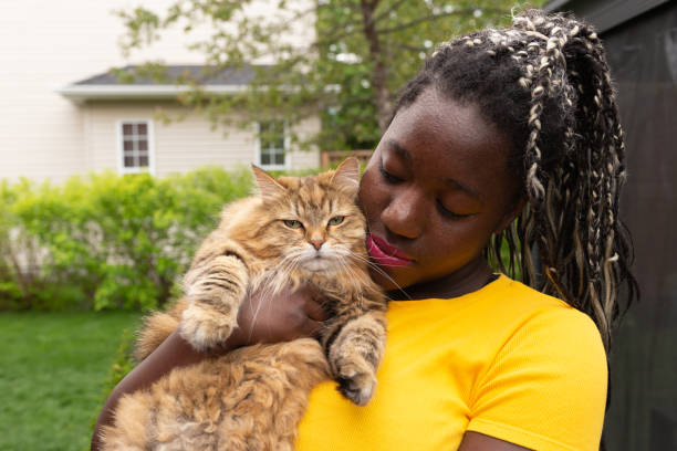 istock Black Girl Cuddling her Cat 1253918138