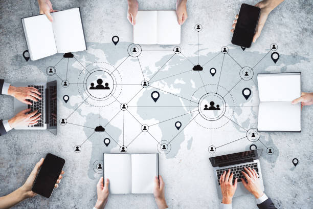 istock Social media network and remote work hologram. 1253918298