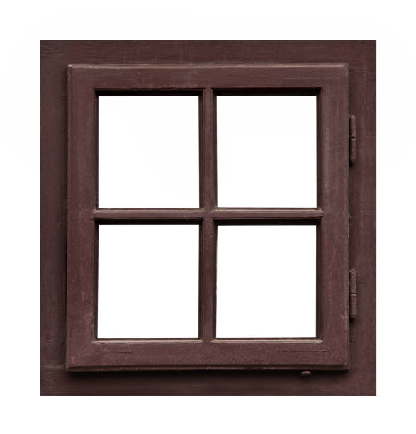 istock Vintage brown wooden window 1253918748