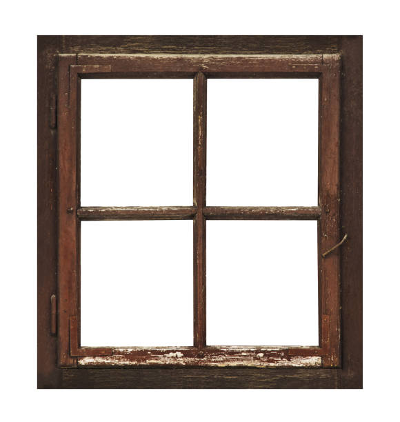 istock Vintage brown wooden window 1253918770