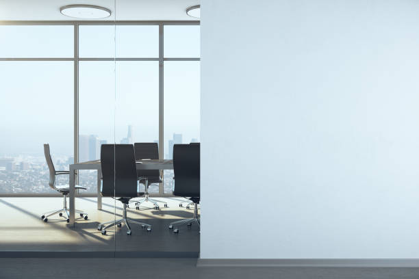 istock Meeting office room with panoramic city view 1253922364