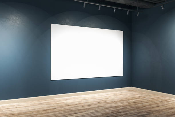 istock Modern interior with blank poster on concrete wall. 1253923336