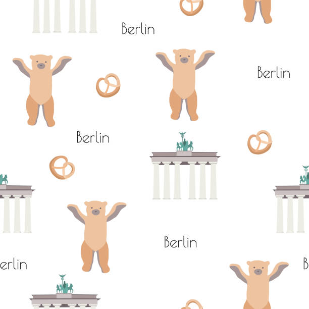 일반적인 베를린 기호가 있는 벡터 원활패턴 - berlin radio tower stock illustrations