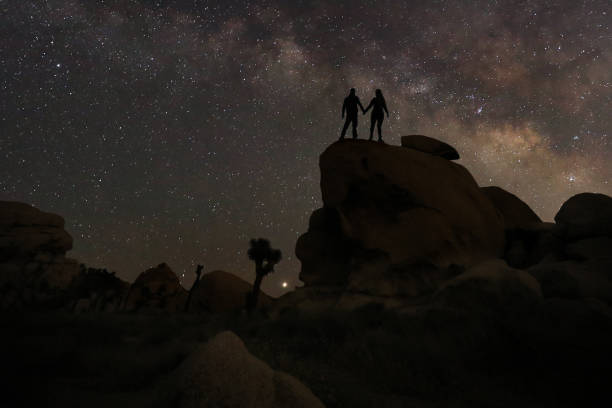 istock Loving Couple Silhouette Under the Stars at Night 1253925152
