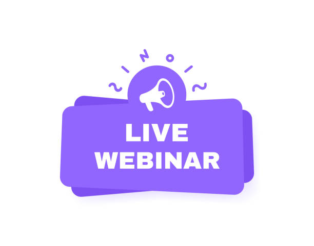 Live webinar geometric badge with megaphone label and abstract elements. Modern Vector illustration Live webinar geometric badge with megaphone label and abstract elements. Modern Vector illustration. youtube logo stock illustrations