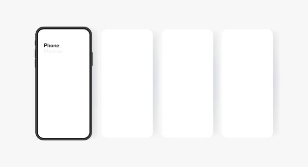 istock Smartphone blank screen, phone mockup. Carousel style phone screen. Template for infographics or presentation UI design interface 1253929943