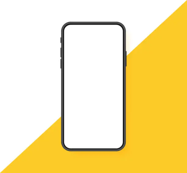 Vector illustration of Smartphone blank screen, phone mockup. New phone model. Template for infographics or presentation UI design interface