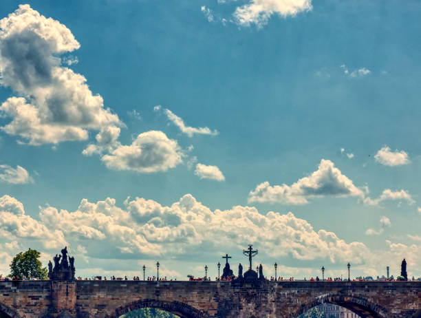 Prague, Czechia, 02 of July of 2020 - Empty Charles Bridge during COVID-19 pandemic