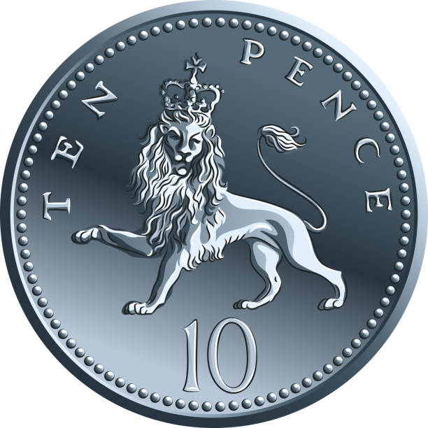 ilustraciones, imágenes clip art, dibujos animados e iconos de stock de vector británico moneda de plata moneda 10 peniques - british coin