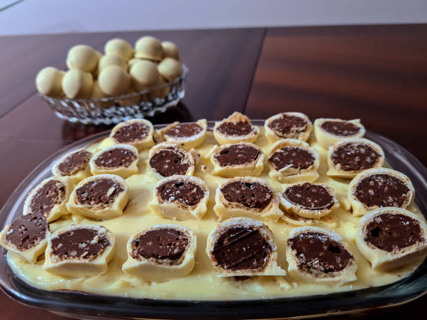 istock Delicious white chocolate bonbon 1253940392