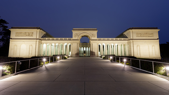 San Francisco, California - July 1, 2020: Legion of Honor Museum in San Francisco at Night.