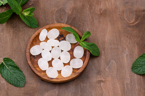 istock Sweet hard peppermint candy and mint 1253941548