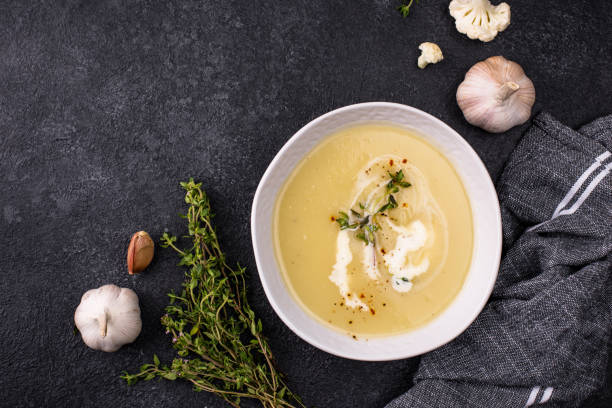 Healthy vegan cauliflower cream soup