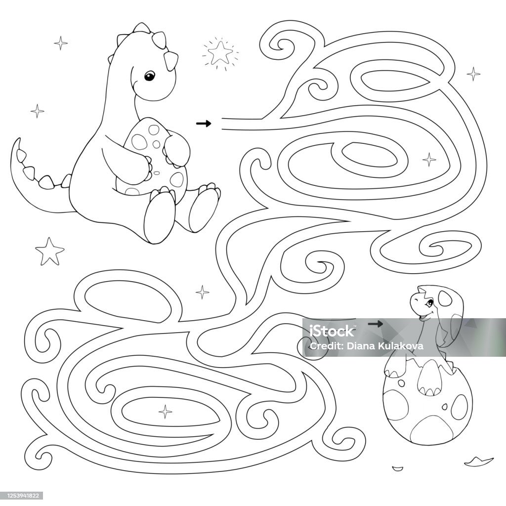 Ilustración de Laberinto De Laberinto Dinosaurio Y Bebé Libro Para Colorear  y más Vectores Libres de Derechos de Dinosaurio - iStock