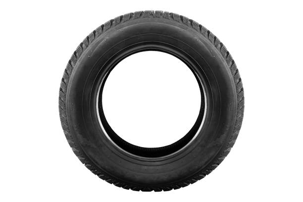 istock Car tire isolated on white background 1253944198