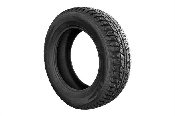 istock Car tire isolated on white background 1253944264