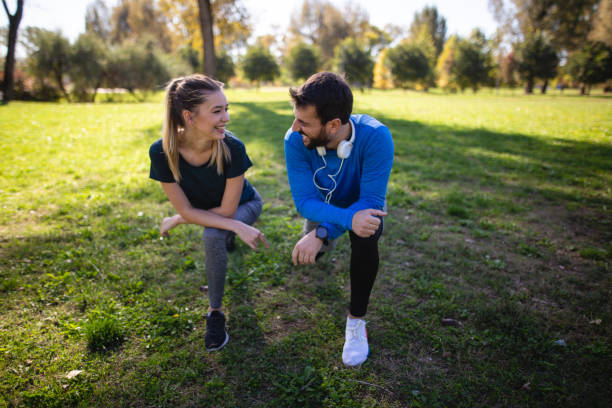 istock Cheerful athletes preparing for their workout 1253944395