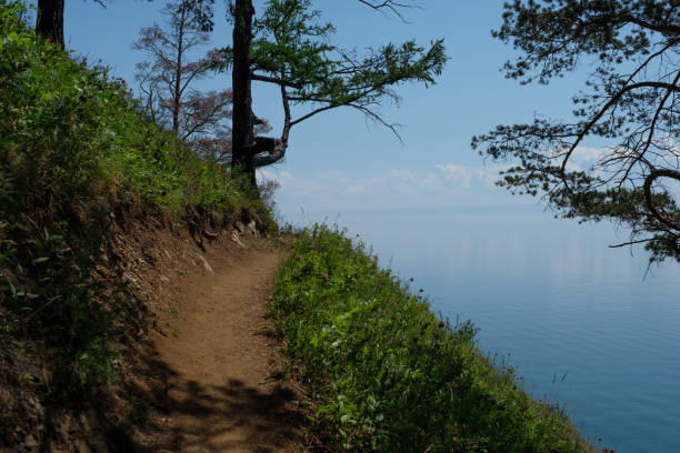 View of Lake Baikal.  Hiking along the shore of Lake Baikal